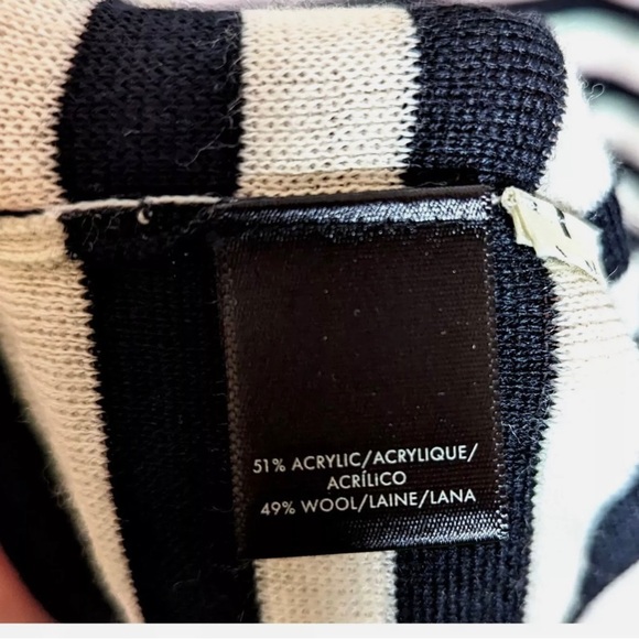 Ann Taylor Stretch Knit Midi Dress XS
Wool Blend Black White Stripe - Picture 9 of 10